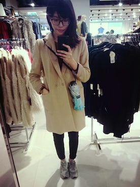 「MIXXO（ミッソ）のアイテム（ピーコート）」を使った、LauraLinさん（レディース・165cm）の春コーディネート