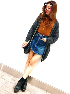 「Heather（ヘザー）のアイテム（ブーツ）」を使った、chisato.さん（レディース・156cm）の秋コーディネート
