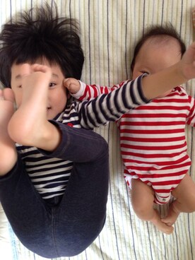 「marimekko（マリメッコ）のアイテム（サロペット/オーバーオール）」を使った、maggyさん（キッズ・100cm）の秋コーディネート