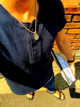 「SEVENDAYS=SUNDAY（セブンデイズサンデイ）のアイテム（Tシャツ/カットソー、ブルー系）」を使った、fanta.stickさん（メンズ・163cm）の春コーディネート