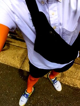 「GAP（ギャップ）のアイテム（シャツ/ブラウス、ホワイト系）」を使った、fanta.stickさん（メンズ・163cm）の夏コーディネート