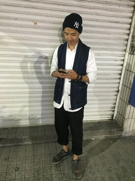 「plain-me（プレインミー）のアイテム」を使った、Josさん（メンズ・171cm）の秋コーディネート
