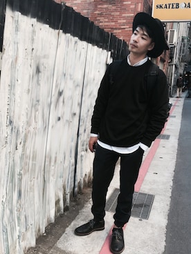 「plain-me（プレインミー）のアイテム」を使った、Josさん（メンズ・171cm）の冬コーディネート