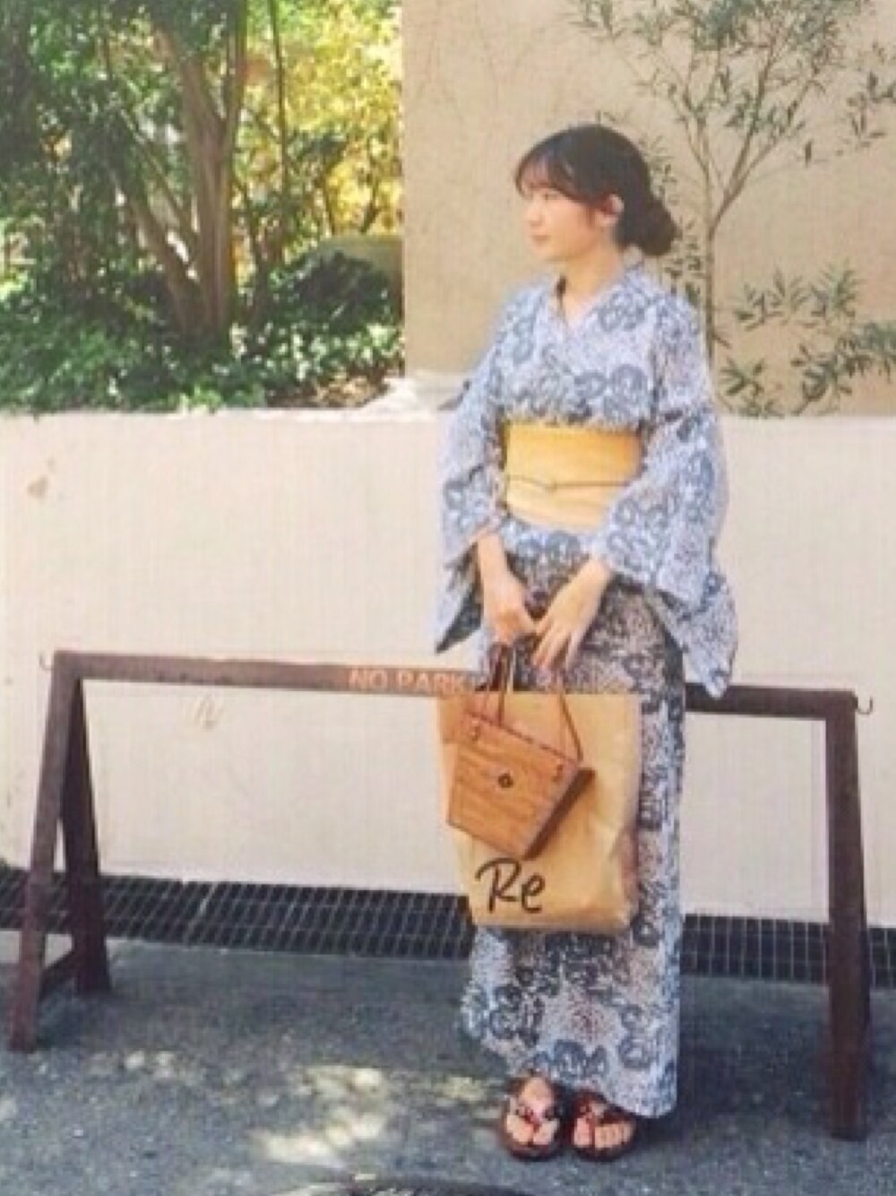 「花火大会、お祭り、夏休み、浴衣、大阪、花火、大学生」｜「花のアイテム（浴衣、レッド系）」を使った、fumino⊿さん（レディース・164cm）の夏コーディネートの1枚目の写真