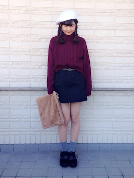 「ミカヅキモモコ（ミカヅキモモコ）のアイテム（ハンチング/ベレー帽）」を使った、suzyさん（レディース・161cm）の秋コーディネート