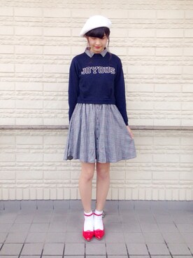 「ミカヅキモモコ（ミカヅキモモコ）のアイテム（ハンチング/ベレー帽）」を使った、suzyさん（レディース・161cm）の秋コーディネート