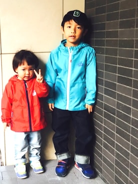 「CHUMS（チャムス）のアイテム（ジャケット/アウター）」を使った、TTさん（キッズ・110cm）の秋コーディネート