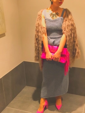 「二次会」｜「アイテム（その他アウター）」を使った、pu♡さん（レディース・164cm）の冬コーディネート
