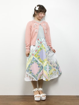 「Supreme.La.La.（シュープリームララ）のアイテム（カーディガン/ボレロ）」を使った、ノ  ン  タ  ンさん（レディース・153cm）の夏コーディネート