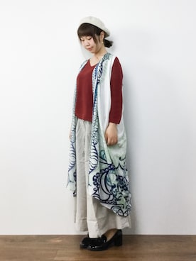 「チャイハネ（チャイハネ）のアイテム（ベスト）」を使った、ノ  ン  タ  ンさん（レディース・153cm）の夏コーディネート