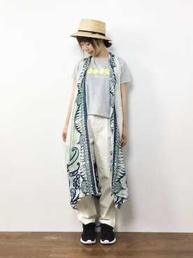 「チャイハネ（チャイハネ）のアイテム（ベスト）」を使った、ノ  ン  タ  ンさん（レディース・153cm）の夏コーディネート