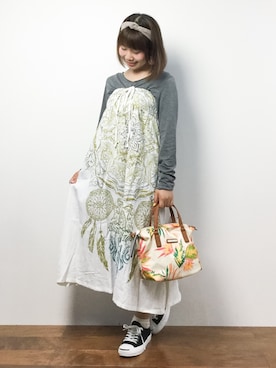 「チャイハネ（チャイハネ）のアイテム（スカート）」を使った、ノ  ン  タ  ンさん（レディース・153cm）の夏コーディネート