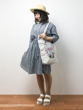 「Aラインワンピース」｜ノ  ン  タ  ンさん（レディース・153cm）の夏コーディネート