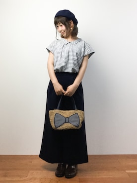 「cache cache（カシュ カシュ）のアイテム（かごバッグ）」を使った、ノ  ン  タ  ンさん（レディース・153cm）の夏コーディネート