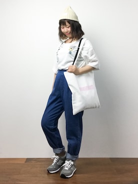 「WC（ダブル シー）のアイテム（トートバッグ）」を使った、ノ  ン  タ  ンさん（レディース・153cm）の夏コーディネート