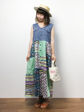「UP START（アップスタート）のアイテム」を使った、ノ  ン  タ  ンさん（レディース・153cm）の夏コーディネート