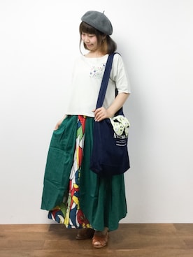 「チャイハネ（チャイハネ）のアイテム（スカート）」を使った、ノ  ン  タ  ンさん（レディース・153cm）の夏コーディネート