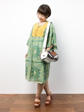 「チャイハネ（チャイハネ）のアイテム（バッグ）」を使った、ノ  ン  タ  ンさん（レディース・153cm）の夏コーディネート