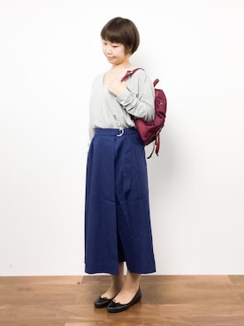 「赤リュック」｜ノ  ン  タ  ンさん（レディース・153cm）の秋コーディネート