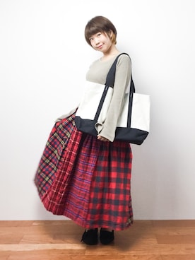 「REDYAZEL（レディアゼル）のアイテム（バッグ）」を使った、ノ  ン  タ  ンさん（レディース・153cm）の秋コーディネート