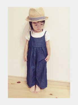「studio mini（スタディオ ミニ）のアイテム（帽子）」を使った、ichihaさん（キッズ・80cm）の夏コーディネート