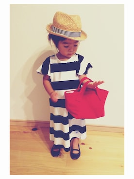 「studio mini（スタディオ ミニ）のアイテム（帽子）」を使った、ichihaさん（キッズ・80cm）の夏コーディネート