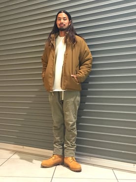 「BEAUTY&YOUTH UNITED ARROWS（ビューティーアンドユースユナイテッドアローズ）のBY カシミヤ ハーフ アゼ クルーネック ニット（ニット/セーター、ホワイト系）」を使った、Tomoyoshi Tsuchiyaさん（メンズ・175cm）の秋コーディネート