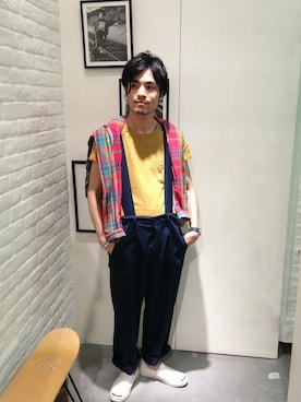 「BEAMS PLUS（ビームスプラス）のアイテム（Tシャツ/カットソー）」を使った、haraShinさん（メンズ・166cm）の春コーディネート