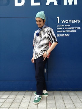 「BEAMS BOY（ビームスボーイ）のアイテム（帽子）」を使った、haraShinさん（メンズ・166cm）の春コーディネート