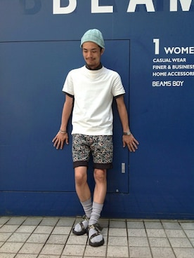 「BEAMS BOY（ビームスボーイ）のアイテム（帽子）」を使った、haraShinさん（メンズ・166cm）の夏コーディネート