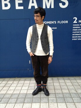 「BEAMS PLUS（ビームスプラス）のアイテム（Tシャツ/カットソー）」を使った、haraShinさん（メンズ・166cm）の秋コーディネート