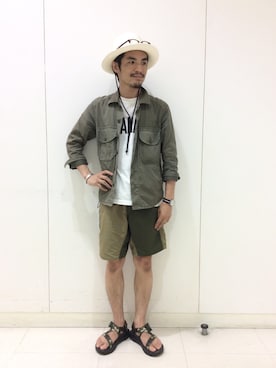 「patagonia」｜「アイテム（ミリタリージャケット）」を使った、haraShinさん（メンズ・166cm）の夏コーディネート
