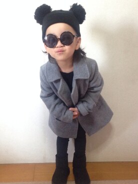 「ZARA KIDS」｜「アイテム（チェスターコート）」を使った、ru_iiさん（キッズ・110cm）の冬コーディネート