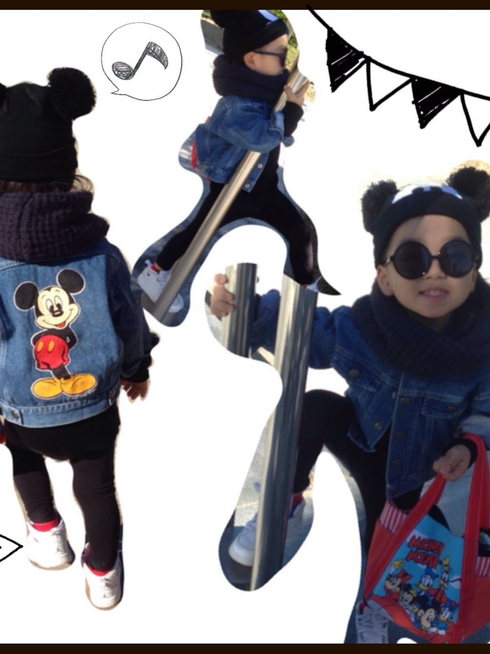 その他のデニムジャケットを着用したキッズの冬コーディネートの1枚目の写真