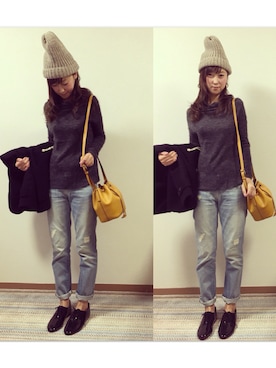 「MACPHEE（マカフィー）のアイテム（ダッフルコート）」を使った、M☺︎kiさん（レディース・163cm）の冬コーディネート