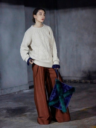 PAMEO POSE オーバーサイズニット PAMEO POSE（パメオ ポーズ） 長袖ニット FREE ホワイト レディース