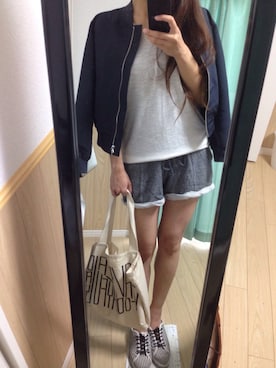 「FRAY I.D（フレイアイディー）のアイテム（ブルゾン）」を使った、i-sanさん（レディース・164cm）の夏コーディネート