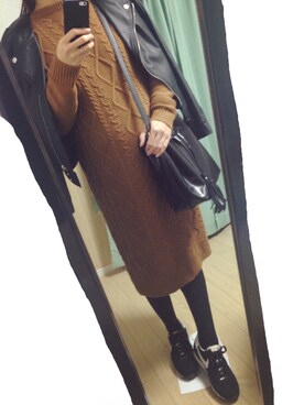 「RAY CASSIN（レイカズン）のアイテム（ライダースジャケット）」を使った、i-sanさん（レディース・164cm）の秋コーディネート