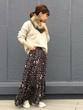 「ざっくりニット」｜akiさん（レディース・158cm）の冬コーディネート