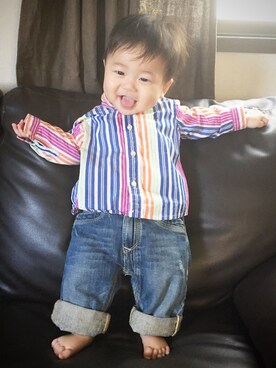 「DIESEL KIDS」｜「アイテム（パンツ）」を使った、yuzuu☻さん（キッズ・70cm）の秋コーディネート