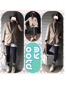 「CONVERSE（コンバース）のアイテム（スニーカー、ベージュ系）」を使った、Maaareさん（レディース・173cm）の春コーディネート
