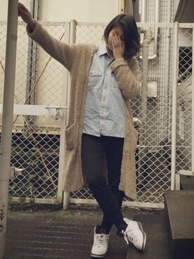 「AIR JORDAN（エアジョーダン）のアイテム（スニーカー、ホワイト系）」を使った、Maaareさん（レディース・173cm）の春コーディネート