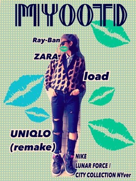 「Ray-Ban（レイバン）のアイテム（サングラス、ブラック系）」を使った、Maaareさん（レディース・173cm）の春コーディネート