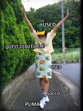 「PUMA（プーマ）のアイテム（スニーカー、ホワイト系）」を使った、Maaareさん（レディース・173cm）の夏コーディネート