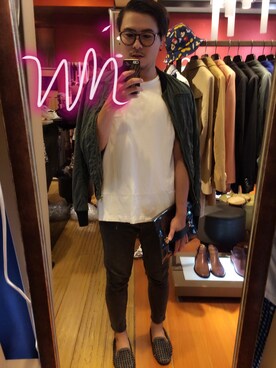 「UNIF（ユニフ）のアイテム（その他シューズ）」を使った、Chukkywuさん（メンズ・170cm）の夏コーディネート