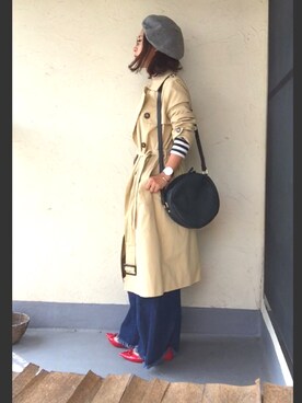 「フリンジデニム」｜「アイテム（トレンチコート）」を使った、emiko☆さん（レディース・155cm）の秋コーディネート