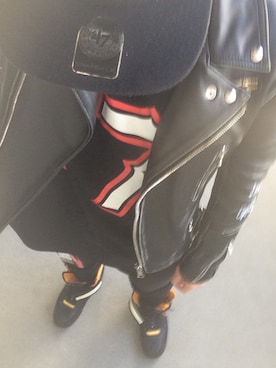 「GIVENCHY」｜「アイテム（ライダースジャケット）」を使った、RYOTOさん（メンズ・175cm）の冬コーディネート