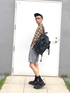 「Marc by Marc Jacobs（マークバイマークジェイコブス）のアイテム（バックパック/リュック）」を使った、RalphLinさん（メンズ・170cm）の夏コーディネート