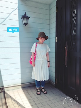 「ぽっちゃり、夏」｜「アイテム（腕時計）」を使った、yukoさん（レディース・156cm）の夏コーディネート
