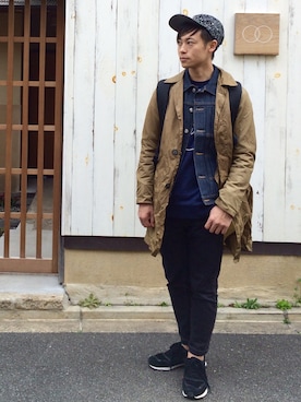 「アイテム（ステンカラーコート）」を使った、ななつほしむし☆さん（メンズ・167cm・30代）の春コーディネート